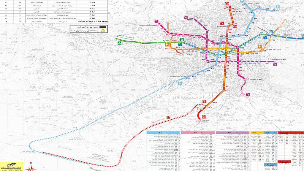 نقشه مترو تهران روی گوگل مپ