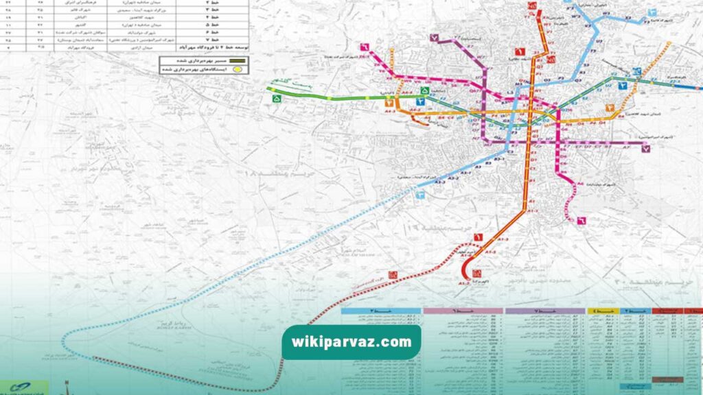 نقشه مترو تهران روی گوگل مپ